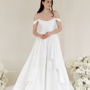 mikado off the shoulder ball gown wedding dress